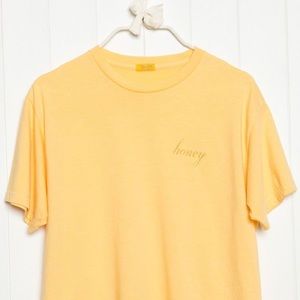 Brandy Melville Yellow Cropped Honey Tee